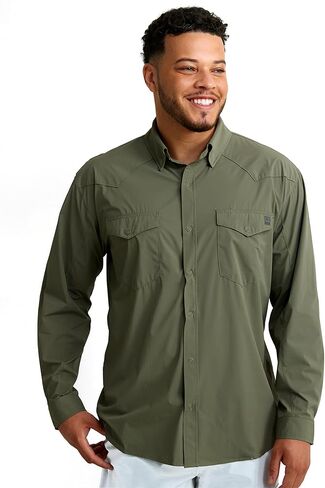 Huk Men's Diamond Back Back Solid Long Sleeve ، قميص الصيد in Saudi Arabia