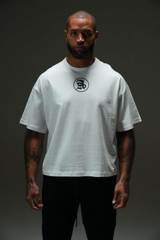 Eternity Heavyweight Cropped Tee – Cropped Streetwear Cotton T-Shirt with Drop Shoulders for Men | Boxy Fit Crew Neck Tee in Saudi Arabia