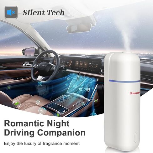 Car Air Freshener Diffuser, Waterless Essential Oil Diffuser for Car with 6 Refill Scents, USB Rechargeable Fragrance Diffuser with Motion Sensor -White in Saudi Arabia