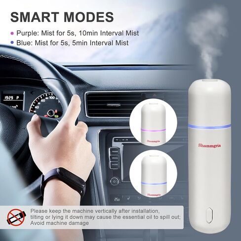 Car Air Freshener Diffuser, Waterless Essential Oil Diffuser for Car with 6 Refill Scents, USB Rechargeable Fragrance Diffuser with Motion Sensor -White in Saudi Arabia