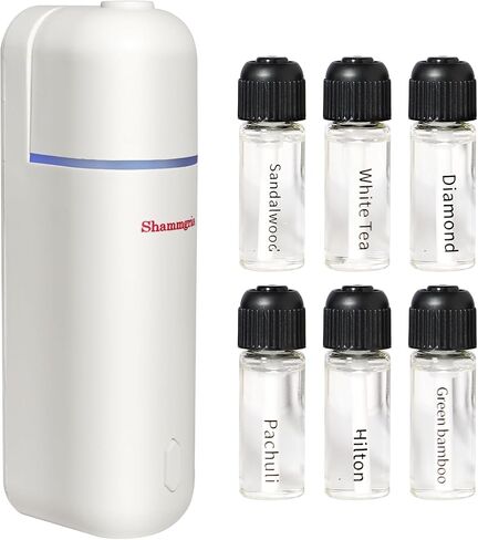 Car Air Freshener Diffuser, Waterless Essential Oil Diffuser for Car with 6 Refill Scents, USB Rechargeable Fragrance Diffuser with Motion Sensor -White in Saudi Arabia