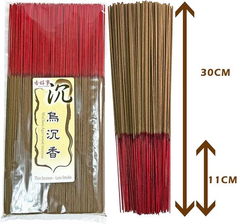 WuChen Xiang Agarwood Incense Joss Sticks (30cm, 300g, 400 Sticks) - Taiwan Traditional Bamboo Sticks for Religious, Thin & Less Smoke (1) in Kuwait