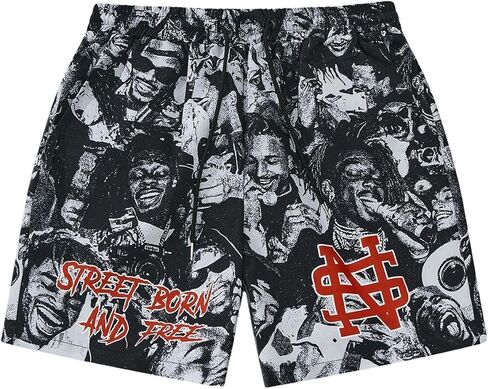 GORGLITTER Men's Graphic Shorts Y2K Gym Basketball Athletic Workout Drawstring Shorts in Saudi Arabia