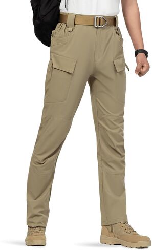 Men's Slim Fit Cargo Pants 10 Pockets Waterproof Quick-Dry Stretch Lightweight Breathable for Work Hiking Fishing in Kuwait