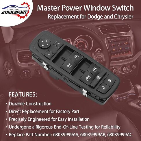 Master Power Window Switch Driver Side - 3+9 PINS Check Required W/O AUTO - Compatible with Chrysler Town & Country, Dodge Caravan Grand Caravan - Replaces# 68039999AA, 68039999AC in Saudi Arabia