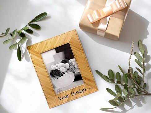 SpreadPassion Personalised Photo Frame, Add Your Custom Text, Bamboo Picture Frame, Create Your Own Custom Picture Frame, Birthday Christmas Gifts For Friend/Grandpa/Grandma/Husband/Wife (Horizontal) in Saudi Arabia