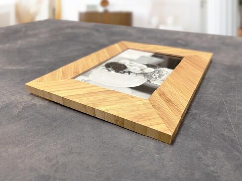 SpreadPassion Personalised Photo Frame, Add Your Custom Text, Bamboo Picture Frame, Create Your Own Custom Picture Frame, Birthday Christmas Gifts For Friend/Grandpa/Grandma/Husband/Wife (Horizontal) in Saudi Arabia