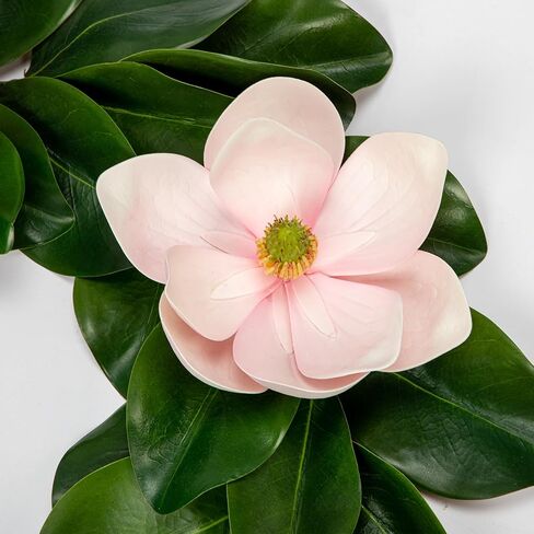 Magnolia Garland 5ft - Touch Touch Real Flowers & Greenery Vine لقوس الزفاف ، رف ، طاولة ، ديكور داخلي - Faux Magnolia Leaf Garland (الزهور البيضاء) in Kuwait