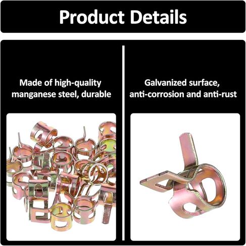 20 PCS 1/4 "مشابك خرطوم زنبرك الوقود ، 6 مم من المنجنيز الصلب النابض مقطع أنابيب السيليكون خراطيم أنبوب المشبك أنابيب أنابيب المياه المشابك ، مناسب 6.5-7.1 ملم OD OD in Kuwait