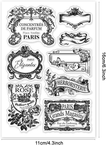 GLOBLELAND Label Ticket Clear Stamps Number Postmark Silicone Clear Stamp Seals Label Frame Transparent Stamps for DIY Scrapbooking Cards Making Photo Album Journal in Saudi Arabia