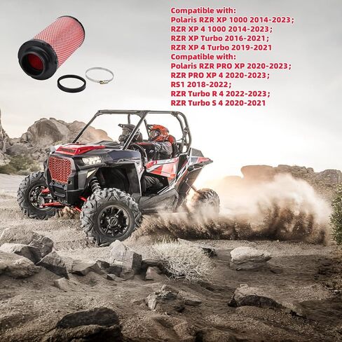 3PCS 1241084 2879520 2882234 RED Air Filter W/Clamps For Polaris RZR 1000 XP/RZR 4 1000 XP/RZR XP Turbo RZR Turbo XP R S XP4 2014-2023 Replaces 1240822 7082097 1240957 in Saudi Arabia