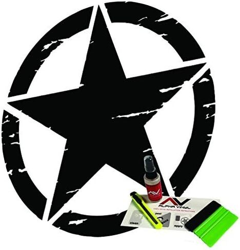Distressed Oscar Mike Freedom Edition Star Hood Decal fits Wrangler and All Other 4x4 Models Universal fit 19" Matte Black Vinyl Install Kid Included with air Release Technology. in Saudi Arabia