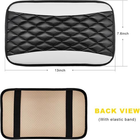 Car Center Console Cushion Pad, 12.6"×7.5" Waterproof Leather Armrest Seat Box Cover Protector, Soft Comfortable Anti-Scratch Arm Rest Console Pad for Most Cars Trucks SUVs (Black) in Kuwait