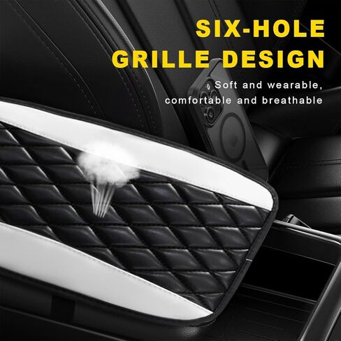 Car Center Console Cushion Pad, 12.6"×7.5" Waterproof Leather Armrest Seat Box Cover Protector, Soft Comfortable Anti-Scratch Arm Rest Console Pad for Most Cars Trucks SUVs (Black) in Kuwait