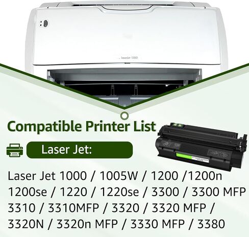 خرطوشة حبر بديلة من جرين سيكل 13A Q2613A 15A C7115A متوافقة مع طابعة HP Laserjet 1300 Laserjet 1300n Laserjet 1300xi (أسود، عبوة واحدة) in Kuwait