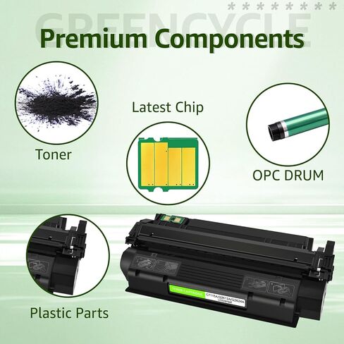 خرطوشة حبر بديلة من جرين سيكل 13A Q2613A 15A C7115A متوافقة مع طابعة HP Laserjet 1300 Laserjet 1300n Laserjet 1300xi (أسود، عبوة واحدة) in Kuwait