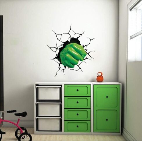 ديكور القبضة المنزل - Smash Fist Avenger Smash Wall Art Kids Bedroom Decor Decor Superhero Sticker Decortible Wallpaper Wallpaper Art ، S39 in Kuwait