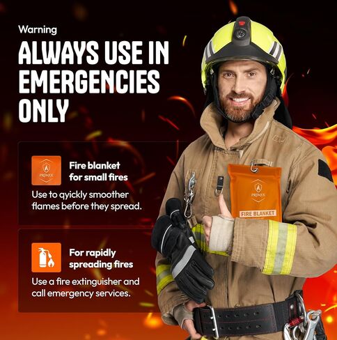 fire blanket- Emergency Fire Blanket for Home -Enhanced Hand Safety with Advanced Woven Technology- Durable Fiberglass Fabric Withstands High Temperatures -reflective straps- 40x40 Inches in Saudi Arabia