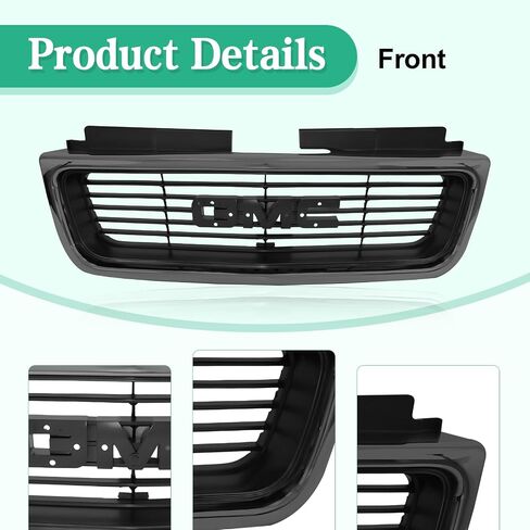 CarpartsDepot الأمامي الشواء الشواء الأسود متوافق مع 1998-2005 GMC Jimmy/Sonoma بيك آب شاحنة GM1200436 12472678 in Saudi Arabia