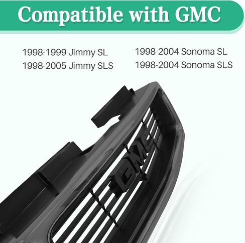 CarpartsDepot الأمامي الشواء الشواء الأسود متوافق مع 1998-2005 GMC Jimmy/Sonoma بيك آب شاحنة GM1200436 12472678 in Saudi Arabia