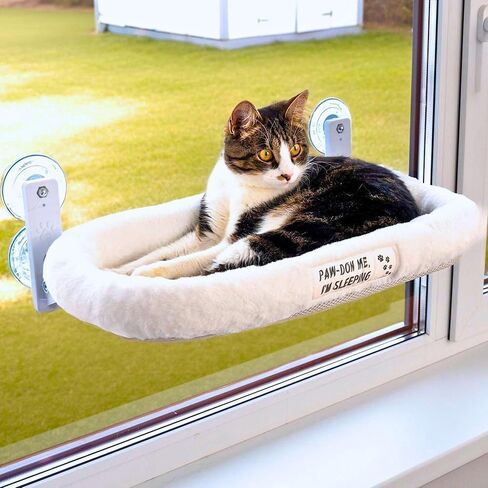 Cat Window Perch for Indoor Cats — Window Perch w 4 Strong Suction Cups & Soft Cushion; Solid Metal Frame; Easy to Assemble in Saudi Arabia