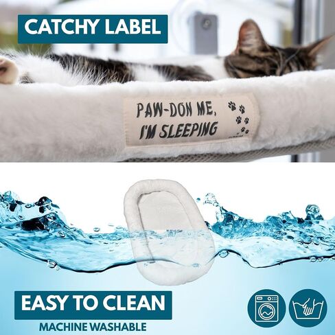 Cat Window Perch for Indoor Cats — Window Perch w 4 Strong Suction Cups & Soft Cushion; Solid Metal Frame; Easy to Assemble in Saudi Arabia