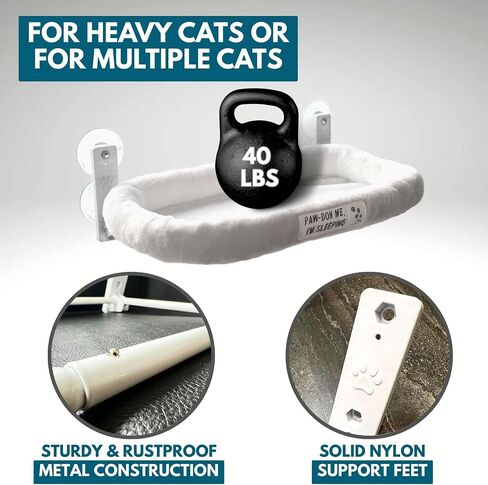 Cat Window Perch for Indoor Cats — Window Perch w 4 Strong Suction Cups & Soft Cushion; Solid Metal Frame; Easy to Assemble in Saudi Arabia