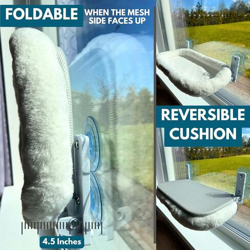 Cat Window Perch for Indoor Cats — Window Perch w 4 Strong Suction Cups & Soft Cushion; Solid Metal Frame; Easy to Assemble in Saudi Arabia