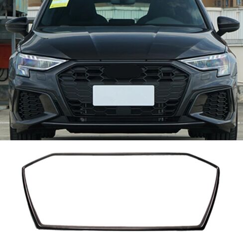 Karmoxs Front Grill Pumper Grille Trim Fit for Audi A3 S3 2022 2023 2024 Mesh Grill Glossy Black in Saudi Arabia