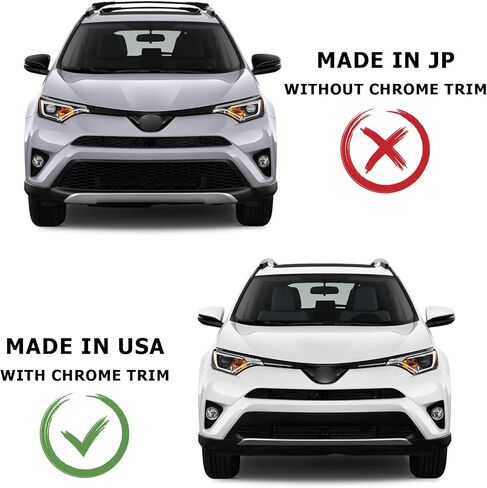 Bewild Front Bumper Upper Hood Grille Fit for 2016 2017 2018 Toyota RAV4 Glossy Black With Chrome Trim Grill Assembly Replacement For TO1200406 531010R120 (With Chrome Trim) in Saudi Arabia