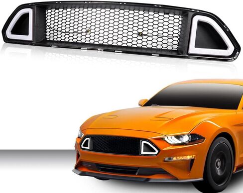 PIT66 Front Hood Upper Grille with White DRL LED Light, Compatible with Ford Mustang 2015-2017 in Saudi Arabia