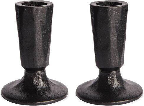 Retro Iron Candlestick Holders Set of 2, Black Taper Candle Holders Heavy Weight, Perfect for Dining, Wedding, Party, Halloween Decor in Kuwait