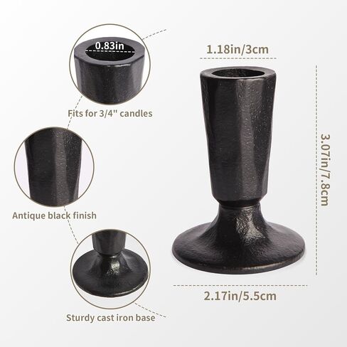 Retro Iron Candlestick Holders Set of 2, Black Taper Candle Holders Heavy Weight, Perfect for Dining, Wedding, Party, Halloween Decor in Kuwait