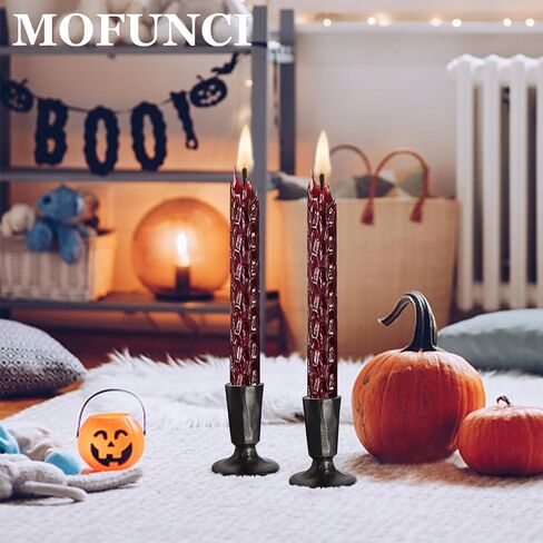 Retro Iron Candlestick Holders Set of 2, Black Taper Candle Holders Heavy Weight, Perfect for Dining, Wedding, Party, Halloween Decor in Kuwait
