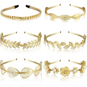 XunYee 6 Pcs Gold Leaf Headbands Set Pearl Headbands for Women Greek Goddess Accessories Flower Faux Pearls Hairband Gold Metal Prom Headpiece Crown Bridal Hairband for Women Girl(Graceful Style) in Saudi Arabia