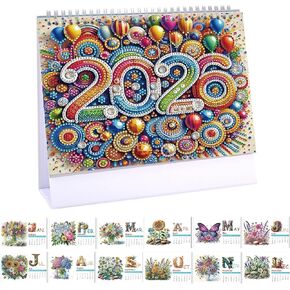 2025 DIY Diamond Art Desk Calendar Creative Design Thick Paper Calendar with To Do List Ornaments Diamond Art Painting Monthly Flip Tabletop Calendar for Home Office Planning-01 in Kuwait