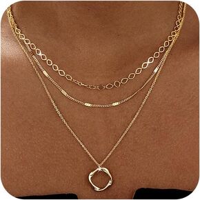 قلادات ذات طبقة ذهبية/فضية للنساء ، قلادات قلادة قابلة للتكديس مقاس 14 كيلو بيلات ، من أجل النساء ، مجموعة مجوهرات سلسلة عملة معدنية عصرية. in Kuwait