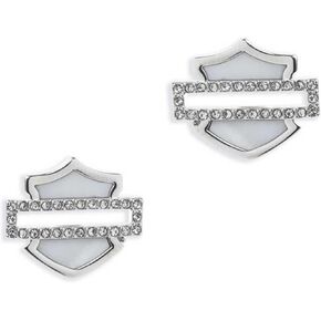 Harley-Davidson Women's Mother of Pearl Bar & Shield Logo Stud Earrings - Silver in Saudi Arabia
