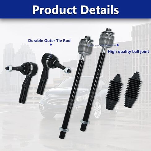 Tie Rod, Replacement For Front Steering Inner Outer Tie Rod Boot Kit Compatible With 2011-2016 Chevrolet Cruze, 2012-2017 Buick Verano - 6 Pcs in Saudi Arabia