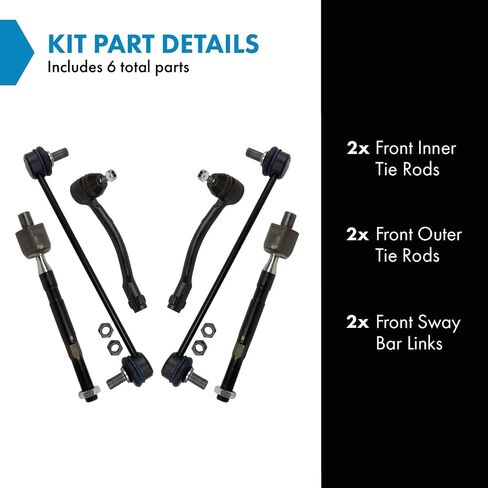 TRQ Front Steering,Suspension,& Drivetrain Kit Sway Bar Stabilizer Link Tie Rod Compatible with 2012-2017 Hyundai Accent Kia Rio in Saudi Arabia