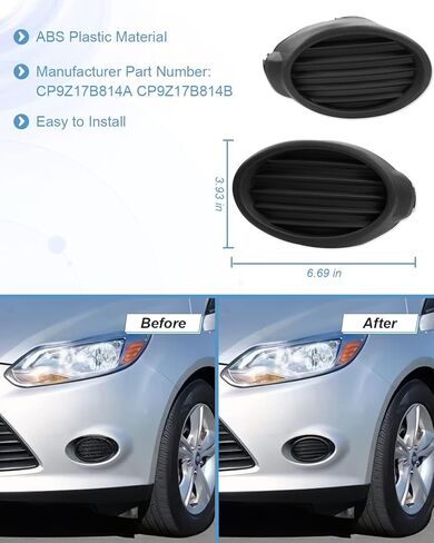 Pair Front Fog Light Cover Fit for Ford Focus 2012 2013 2014 Car Lamp Hole Cover Insert Left & Right Black Repalce CP9Z-17B814-B in Saudi Arabia