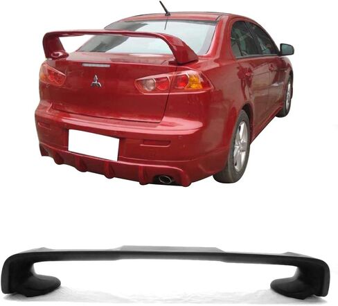 Freemotor802 المفسد المفسد الجذع الخلفي ، مفسد ، يناسب 2008-2017 Mitsubishi Lancer & 2008-2015 Evo Evo X 10 ، Evo Style Matte Black ABS Racing Tail Lip Wing Trim-On Trim-On in Saudi Arabia