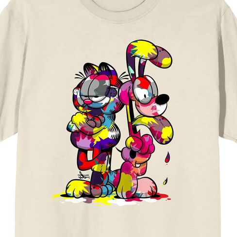 Garfield Odie & Garfield Messy Paint Crew Neck Short Short Natural Men Shirt in Saudi Arabia