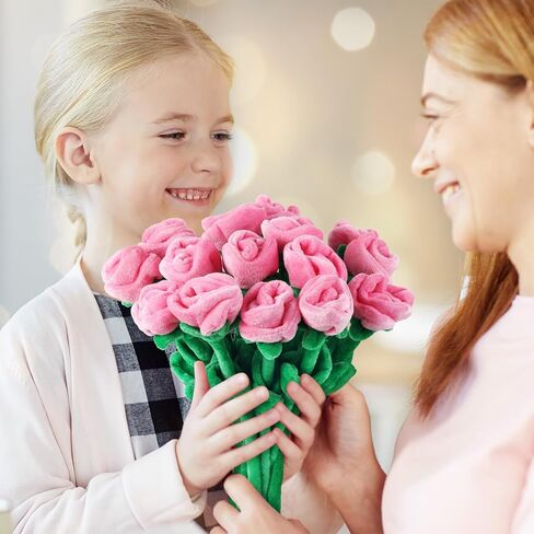 18 Pcs Plush Rose Flower Stuffed Floral Bendable Stems Plush Bouquet Toy Soft 12.6 Inch for Graduation 2025 Mother's Day Valentines Day Girl Girlfriend Wife(18 Pcs Colorful Series) in Kuwait