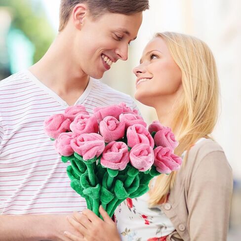 18 Pcs Plush Rose Flower Stuffed Floral Bendable Stems Plush Bouquet Toy Soft 12.6 Inch for Graduation 2025 Mother's Day Valentines Day Girl Girlfriend Wife(18 Pcs Colorful Series) in Kuwait