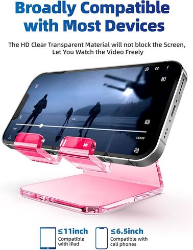 TOPGO Acrylic Cell Phone Stand, Clear Phone Holder for Office Desk, Vanity, Kitchen, Bedside Table, Compatible with iPhone/Smartphones/iPad/Switch/Kindle, Office Desk Accessories in Kuwait