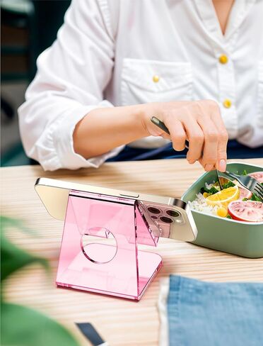 TOPGO Acrylic Cell Phone Stand, Clear Phone Holder for Office Desk, Vanity, Kitchen, Bedside Table, Compatible with iPhone/Smartphones/iPad/Switch/Kindle, Office Desk Accessories in Kuwait