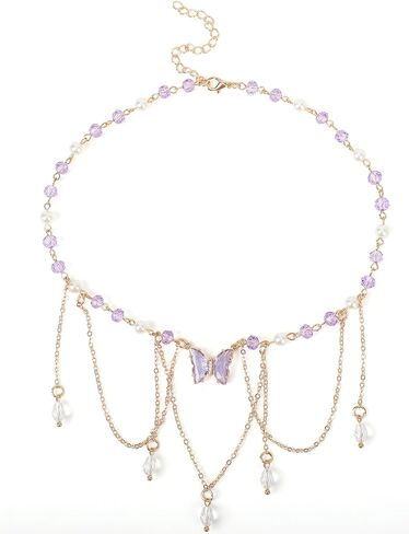 MOSTORY Butterfly Fairy Renaissance Necklace - Crystal Renfaire Choker for Fairycore Jewelry Women Fantasy Cosplay in Saudi Arabia