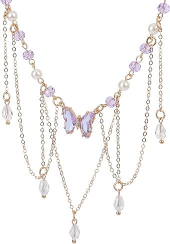 MOSTORY Butterfly Fairy Renaissance Necklace - Crystal Renfaire Choker for Fairycore Jewelry Women Fantasy Cosplay in Saudi Arabia
