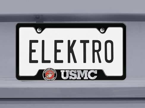 Elektroplate Officially Licensed – United States Marines USMC Crest Black All-Metal Open Corner Premium 3D License Plate Frame Tag Holder for Cars/SUVs/Trucks Weather-Proof Automotive Accessory in Saudi Arabia